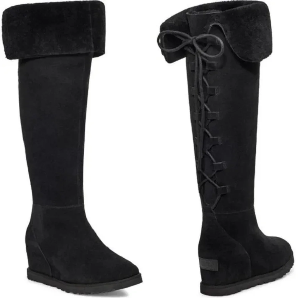 NEW UGG Over the Knee Classic Femme OTK Lace UP Wedge Heel Boots 10